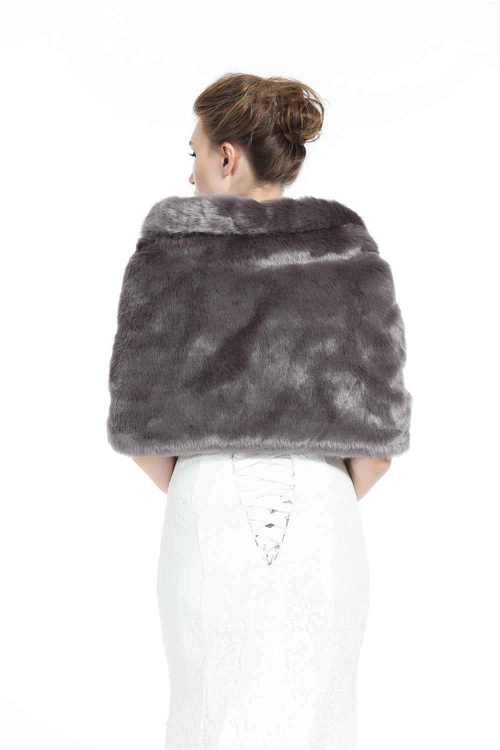 Faux Fur Shawl Wrap Stole Shrug Winter Bridal Wedding Cover Up Size L M-S33