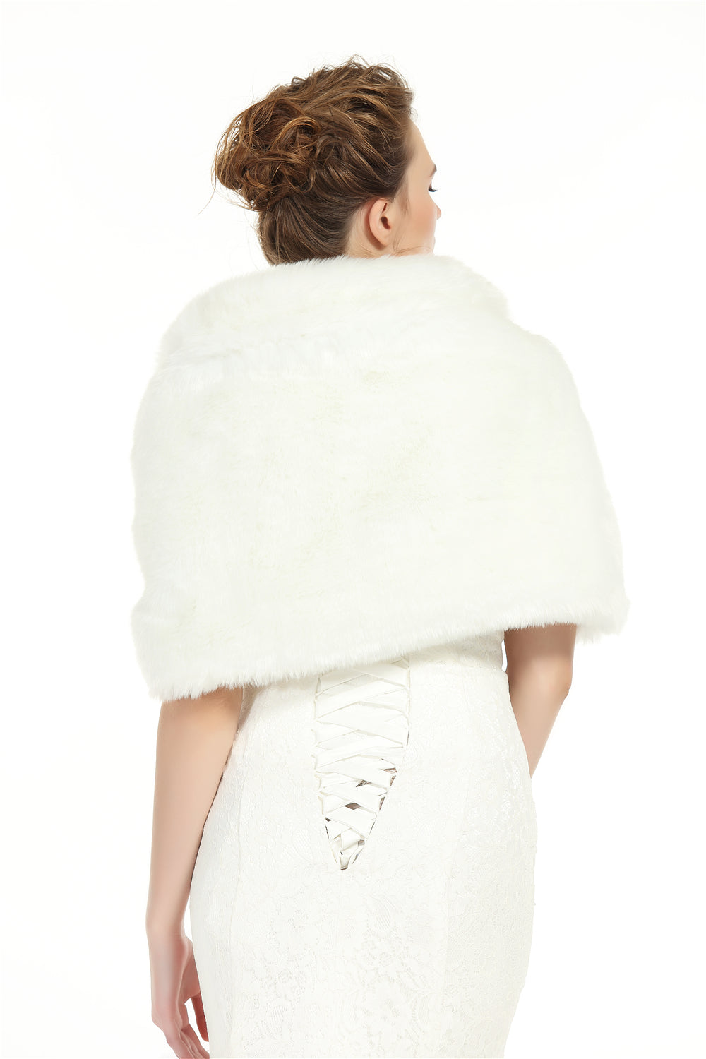 Faux Fur Shawl Wrap Stole Shrug Winter Bridal Wedding Cover Up Size L M-S33