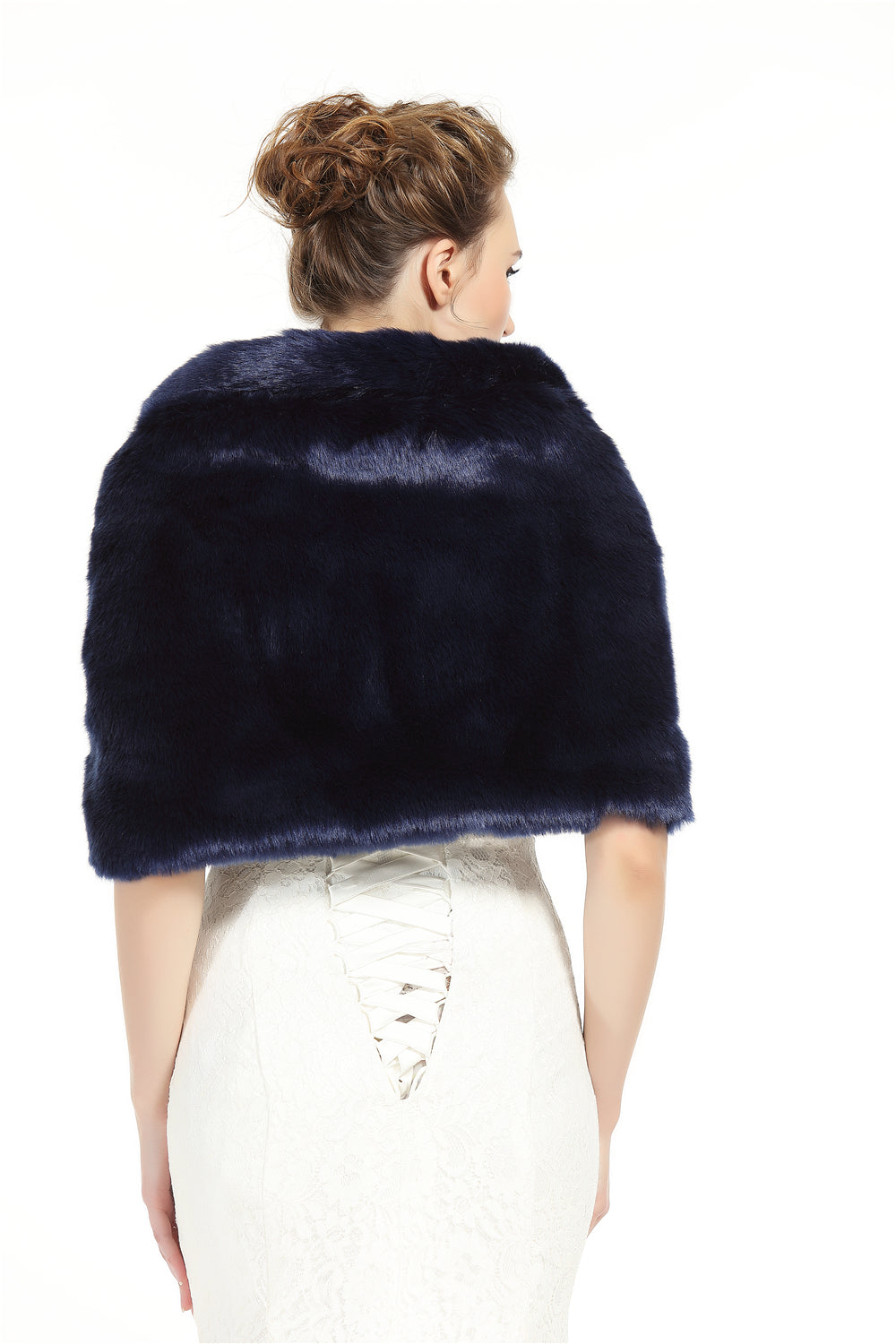 Faux Fur Shawl Wrap Stole Shrug Winter Bridal Wedding Cover Up Size L M-S33