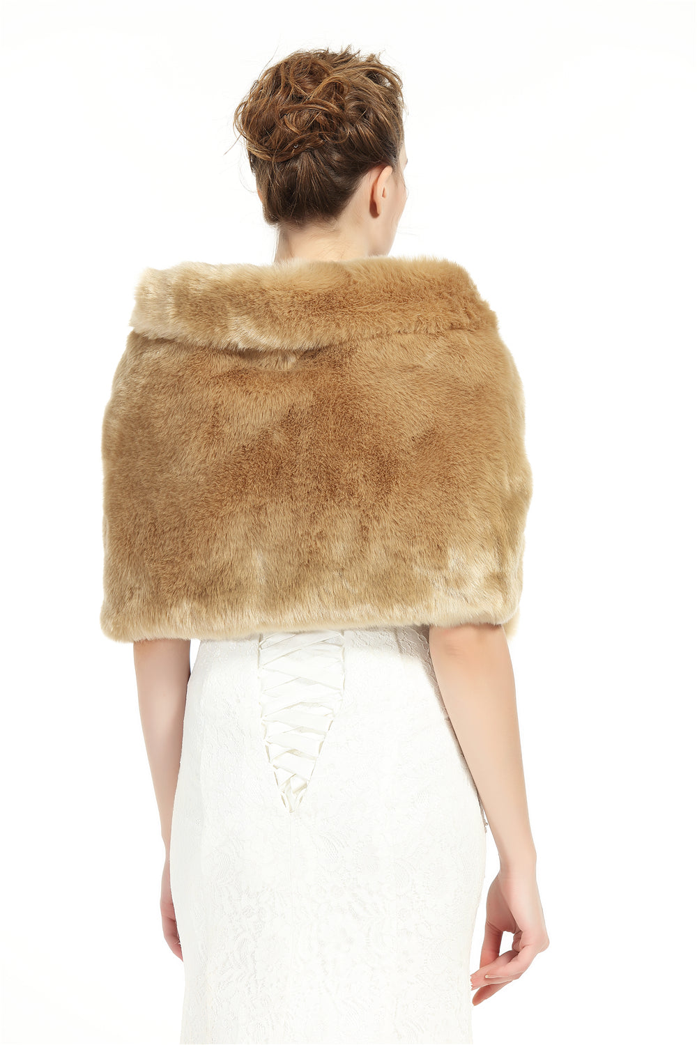 Faux Fur Shawl Wrap Stole Shrug Winter Bridal Wedding Cover Up Size L M-S33