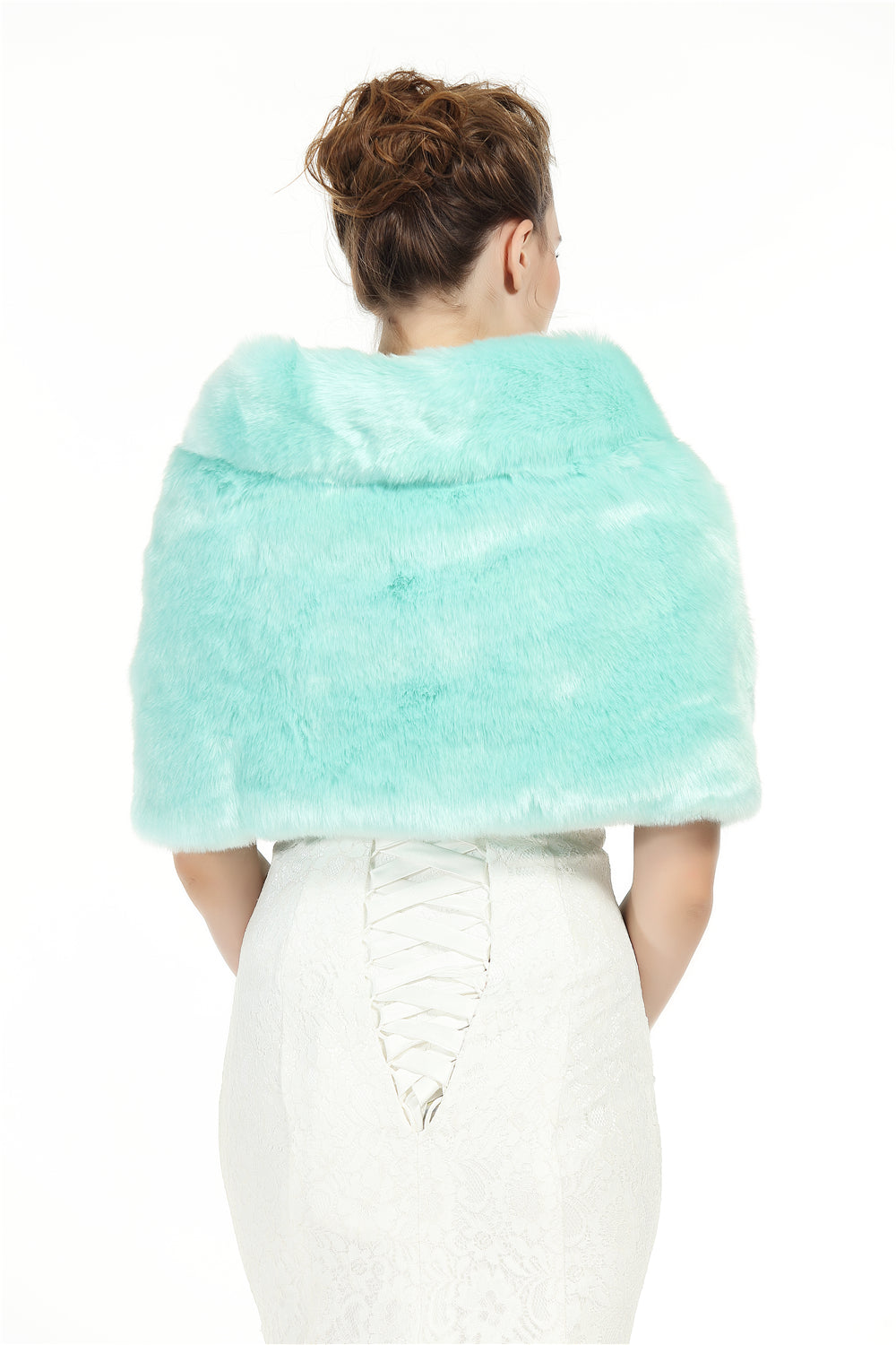 Faux Fur Shawl Wrap Stole Shrug Winter Bridal Wedding Cover Up Size L M-S33