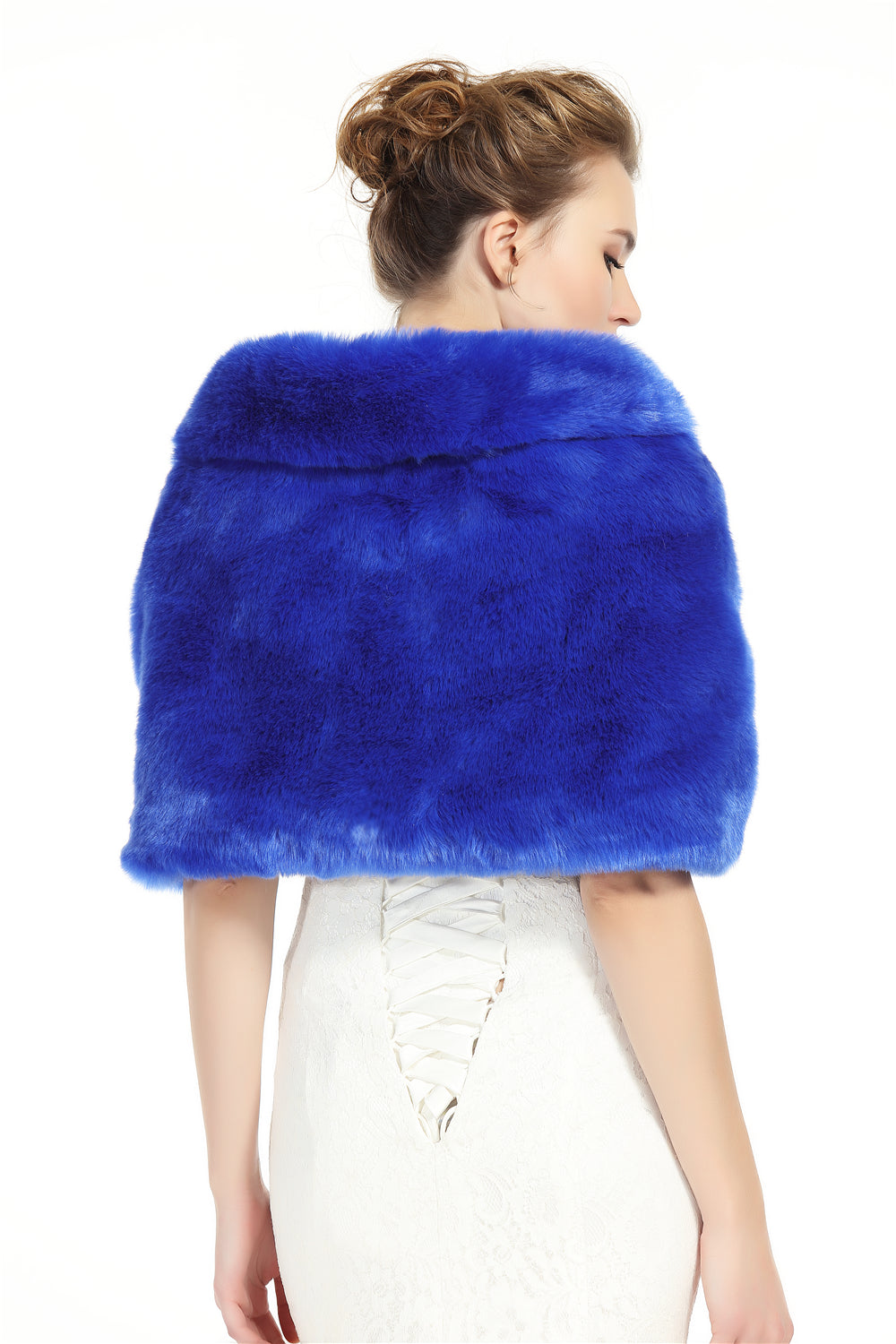 Faux Fur Shawl Wrap Stole Shrug Winter Bridal Wedding Cover Up Size L M-S33