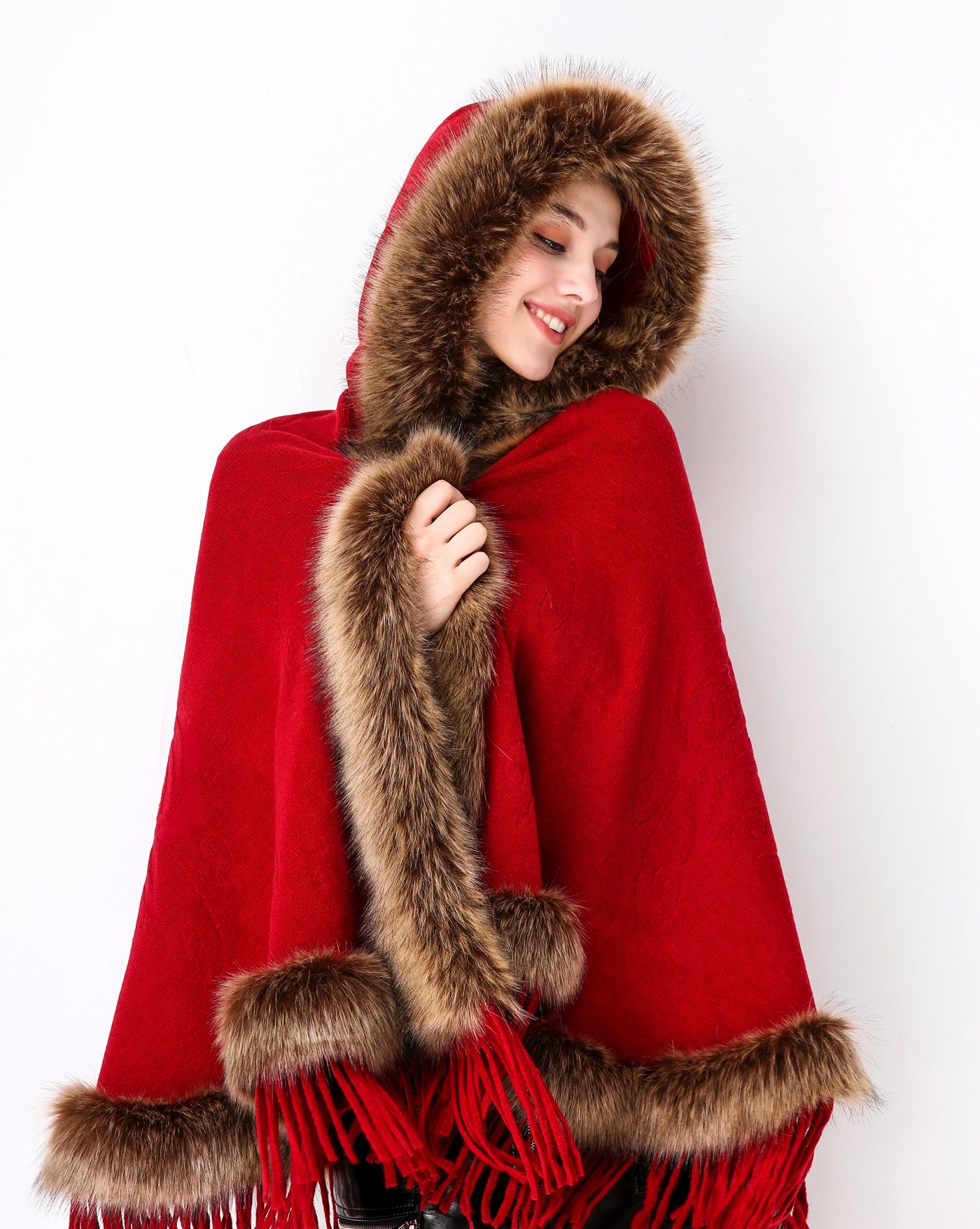 Faux Fur Shawl Wrap Cape Stole Shrug Bridal Winter Wedding with Hook More Colors-S55