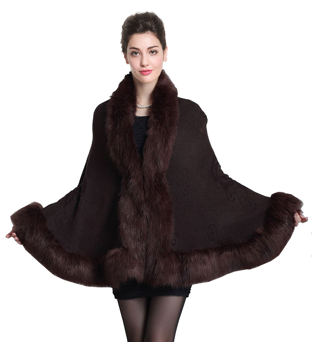 Faux Fur Shawl Wrap Cape Stole Shrug Bridal Winter Wedding with Hook More Colors-S55
