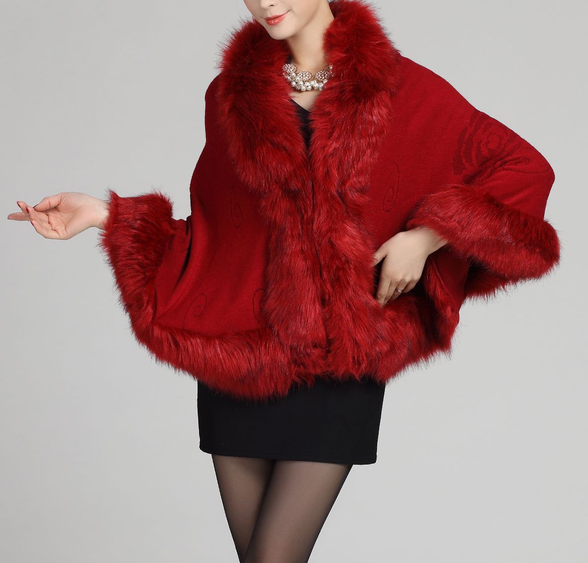 Faux Fur Shawl Wrap Cape Stole Shrug Bridal Winter Wedding with Hook More Colors-S55