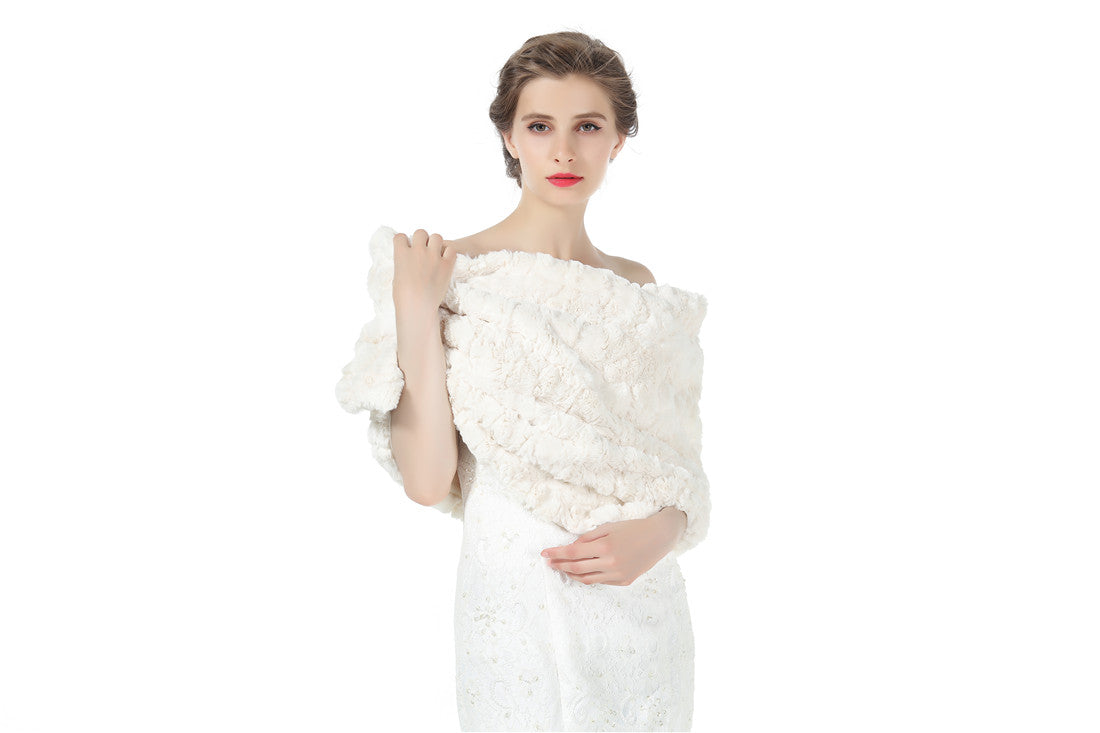 Faux fur Shawl Women Wrap Wedding Stole Bridal Cape Bridesmaids Shrug Winter Cover Up for Evening Dress S79 (5 Colors)-S79