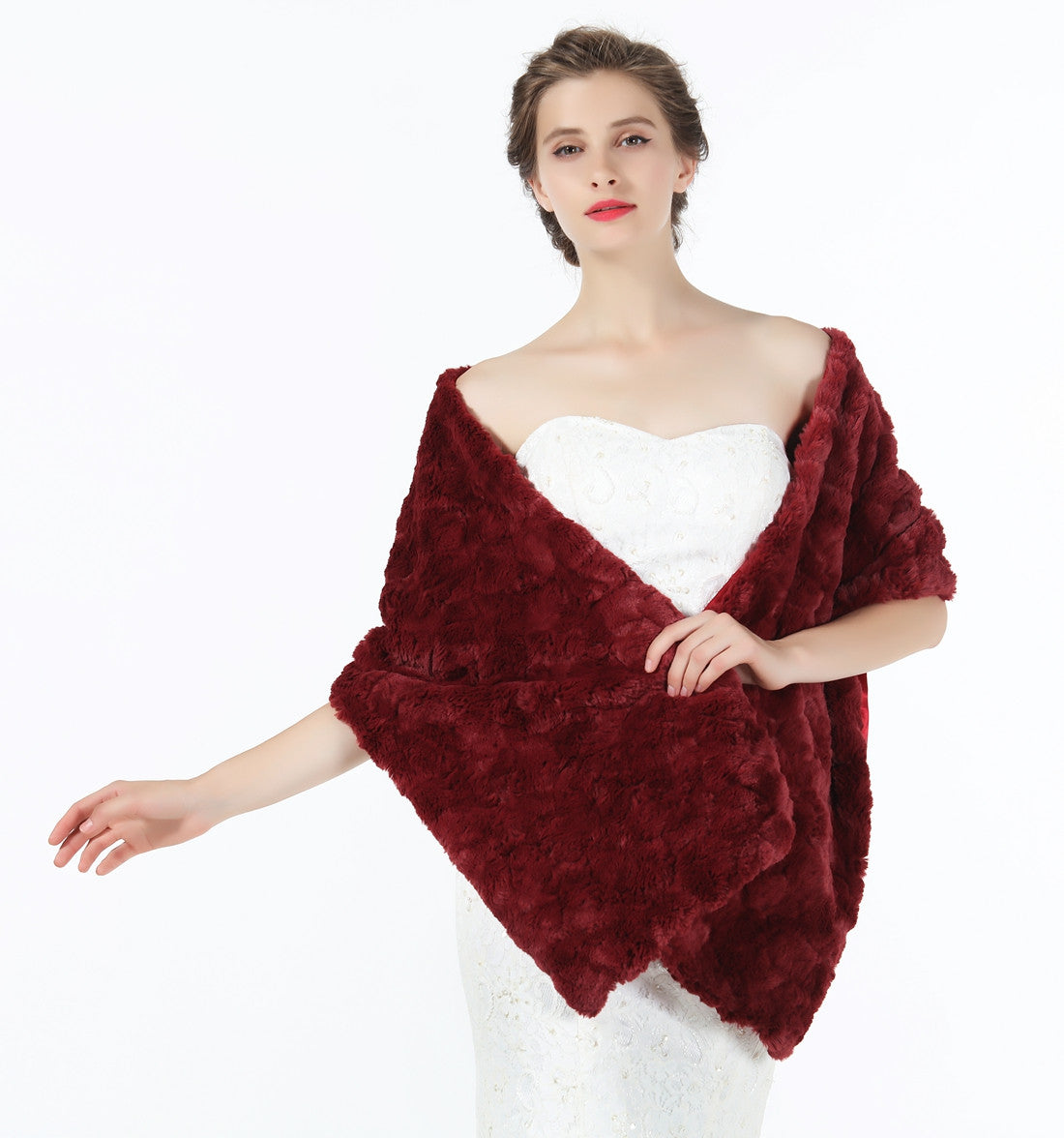 Faux fur Shawl Women Wrap Wedding Stole Bridal Cape Bridesmaids Shrug Winter Cover Up for Evening Dress S79 (5 Colors)-S79