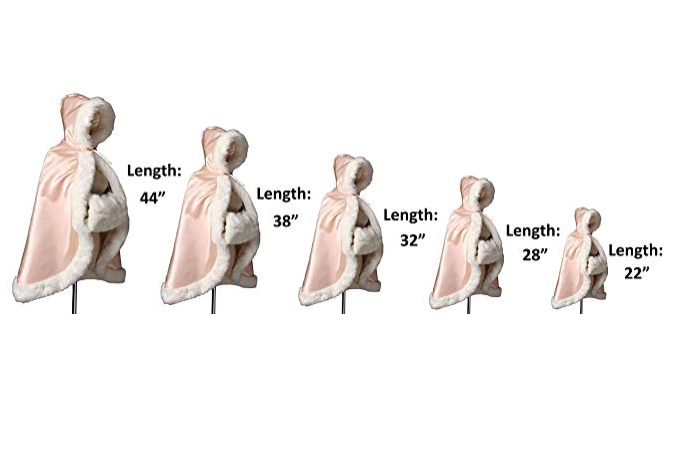 fur cape with hood for toddler flower girl lengths